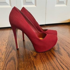 Aldo red snake pattern suede Platform heels